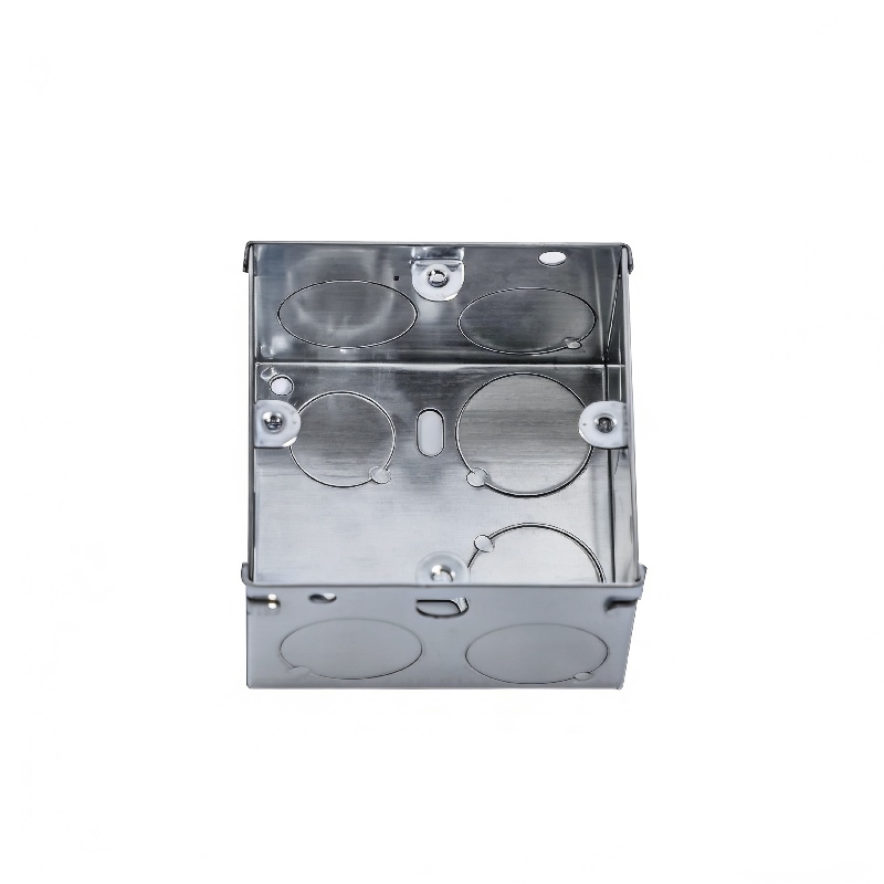 The 46mm Connecting Rod Metal Junction Box is developed for installations requiring deeper internal space and stronger mechanical performance. With 1.0mm thickness steel construction, this model offers improved durability compared to standard electrical boxes. Designed for both commercial and industrial environments, it supports various square and gang configurations while maintaining stable installation alignment through its connecting rod structure. Applications Commercial electrical systems Industrial facilities High-density wiring installations Deep wall mounting requirements Infrastructure projects Key Features 46mm depth for increased internal wiring capacity 1.0mm thickness steel for enhanced strength Adjustable connecting rod structure Available in multi-gang and square formats Suitable for demanding electrical environments
